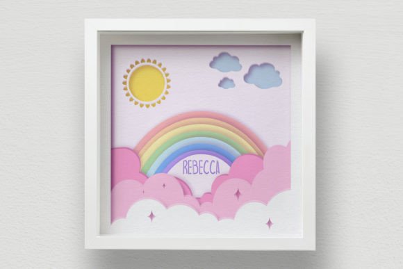 3D Baby Shower Box SVG, Rainbow Layered
