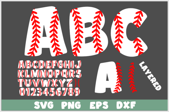 Baseball Letters Numbers Font SVG PNG for Creative Projects