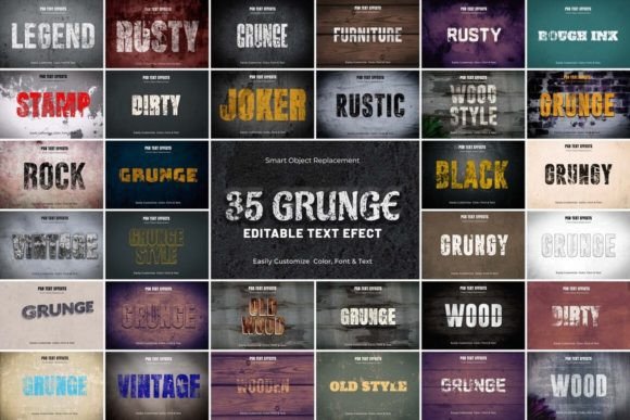 Editable Grunge Text Effect Bundle: Instant 2023 Style