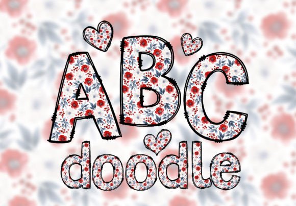 Floral Doodle Alphabet: Whimsical PNG Font for Designs